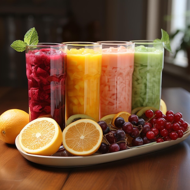 szklanka ze świeżym sokiem owocowym