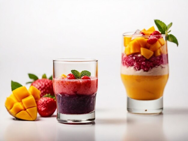 szklankę owoców obok szklanki wody