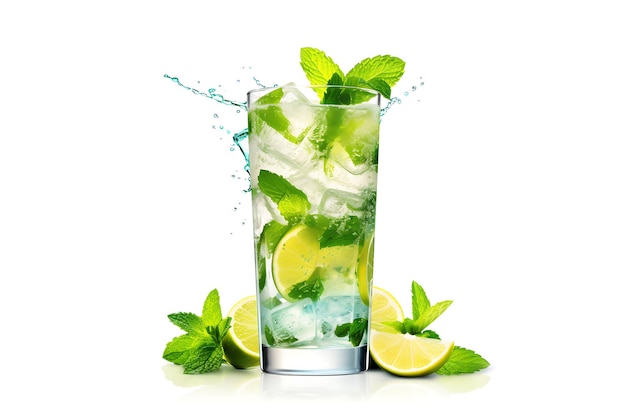 Zdjęcie szklanki napojów owocowych z kostkami lodu letnie koktajle mojito z owocami truskawek i limonki