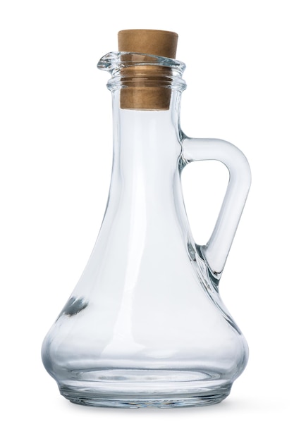 Zdjęcie szklany dzbanek z korkiem na białym tle