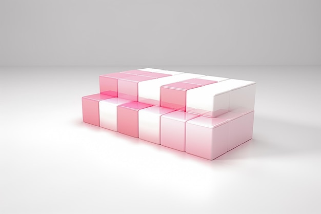 Szklany nowoczesny wyświetlacz Cube na abstrakcyjnym tle geometrycznym Elegancki etap z wygenerowanym różowym Ai