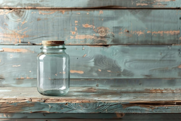 Zdjęcie szklany słoik na drewnianym stole