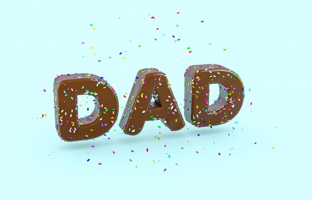 Zdjęcie szkliwiona czcionka z pączków z kolorowymi posypkami streszczenie 3d słowo tata