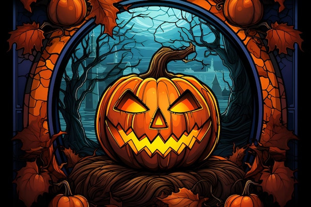 Szkło kolorowe Halloween dyni jackolantern 1