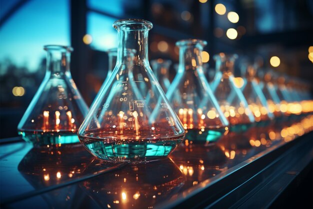Szkło laboratoryjne tworzy skomplikowane tło nauki chemicznej