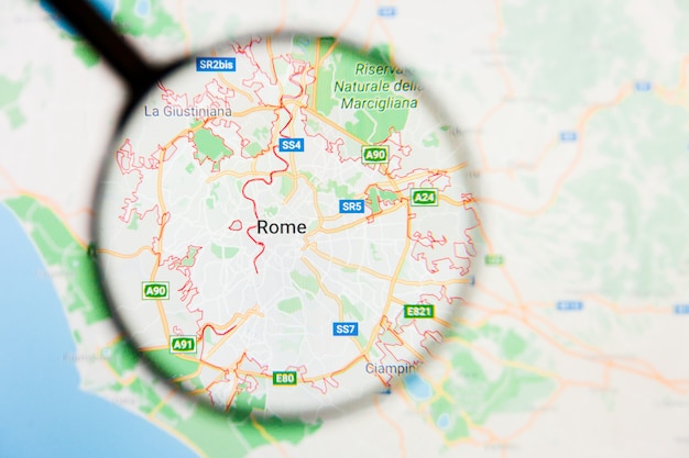 Szkło powiększające na mapie Włoch