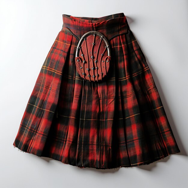 Szkocka spódnica tartan na białym tle