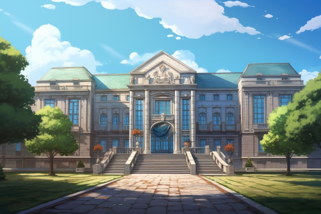 Szkoła budowa anime gra powieści wizualnej Edukacja biurkowa Generuj Ai
