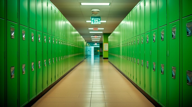 szkolny korytarz z szafkami Generative AI