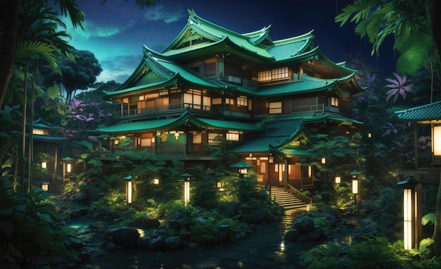 Szmaragdowa serenada Tradycyjna japońska architektura w tropikalnym raju