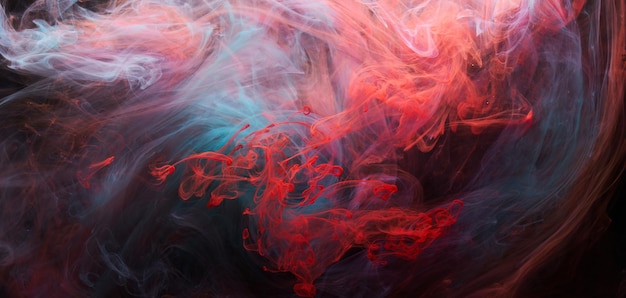 Szmaragdowy czerwony atrament abstrakcyjne tło Farba akrylowa tło dla kosmetyków do fajki wodnej Tajemnicze chmury dymu kolorowa mgła