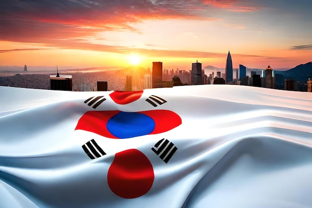 Sztandar serca z flagą Korei Południowej
