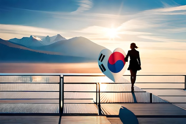 Sztandar serca z flagą Korei Południowej