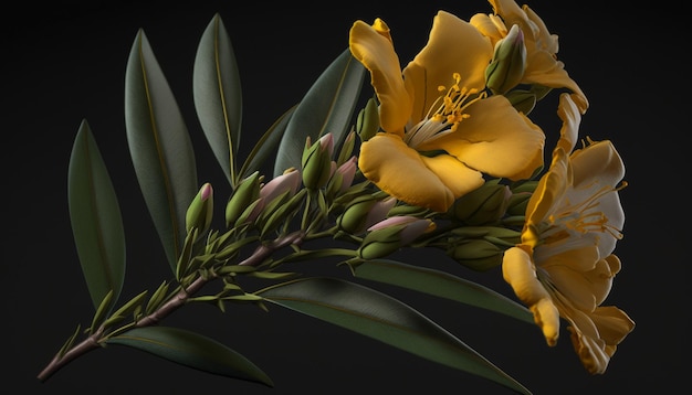 Sztuczna inteligencja generacyjna żółtego kwiatu oleandra