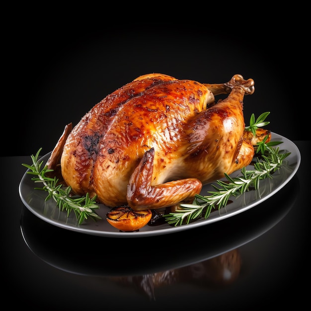 Sztuczna inteligencja Generative Sizzling Savory Delight Realistyczny Pieczony Kurczak Klipart ilustrujący Kulinarną Perfekcję