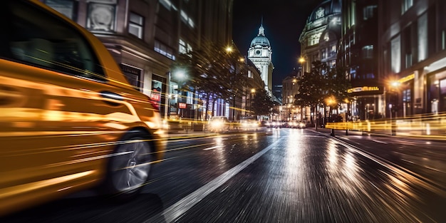 Sztuczna inteligencja Generowana sztuczna inteligencja Londyńska nocna miejska taksówka samochód Grafiki