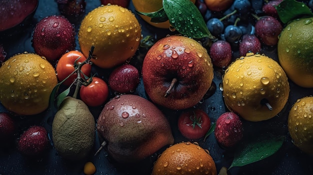 Sztuczna inteligencja Generowana sztuczna inteligencja Realistyczne świeże owoce tropikalne Mogą być używane do dekokacji Monochromatyczne ilustracje sztuki