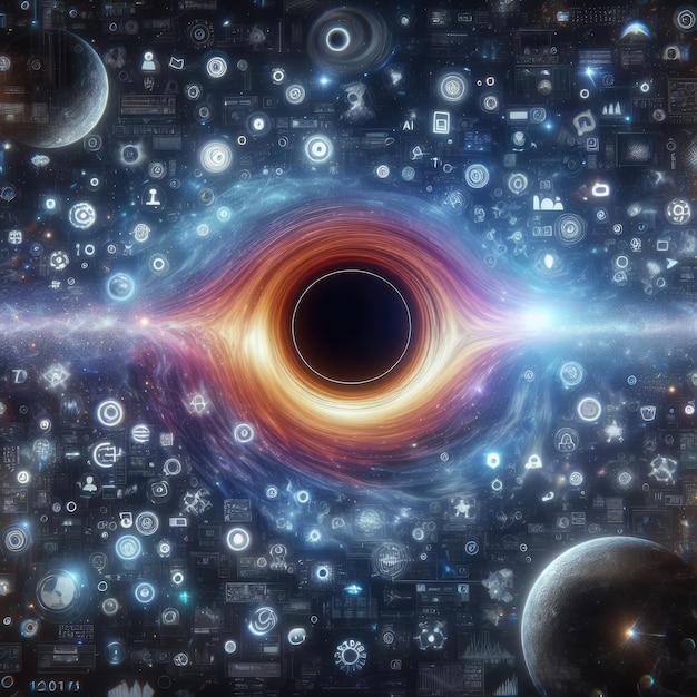 Zdjęcie sztuczna inteligencja i czarna dziura z generatywną sztuczną inteligencją