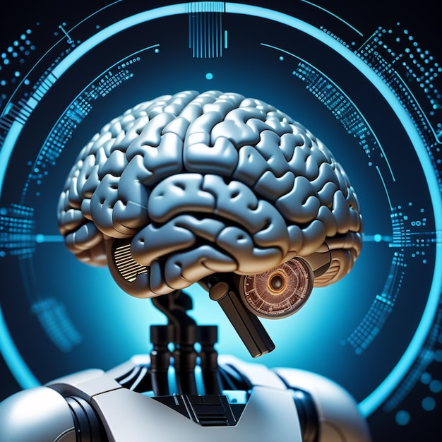 Zdjęcie sztuczna inteligencja i futurystyczny mózg łączą technologię z ludzkością