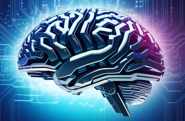 Sztuczna inteligencja metalowa ilustracja mózgu