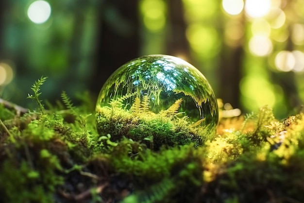 Sztuczna inteligencja Światowe środowisko i koncepcja Dnia Ziemi ze szklaną kulą