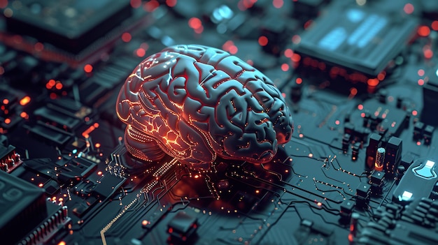 Zdjęcie sztuczna inteligencja technologia elektroniczny mózg uczenie maszynowe wymiana danych