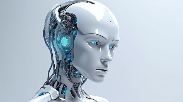 Sztuczna inteligencja w humanoidalnych głowach, sprytne roboty chatboty i generatywna sztuczna inteligencja