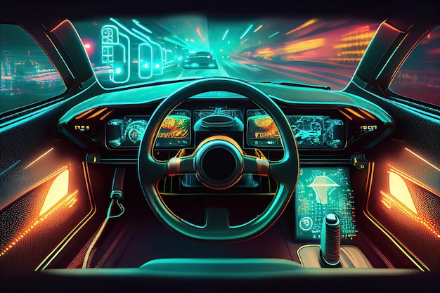 Sztuczna inteligencja zarządza samochodem transportowym bez kierowcy AI Generacyjna ilustracja AI