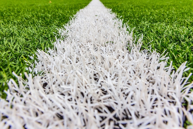 Sztuczna trawa z białym paskiem, stadion piłkarski