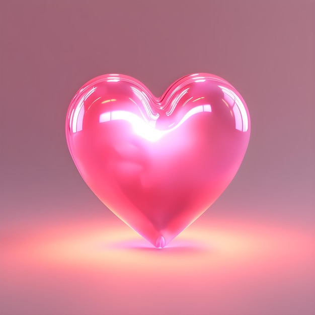 Sztuka 3D o kształcie różowego serca świecącego, płynnego