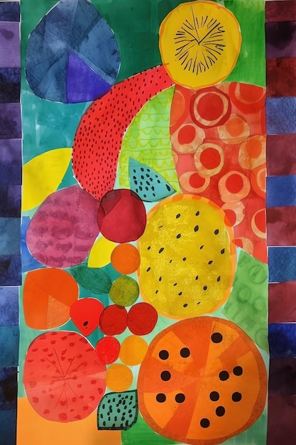 Sztuka abstrakcyjna kolorowe owoce tła Nowoczesne malarstwo Ai generowane
