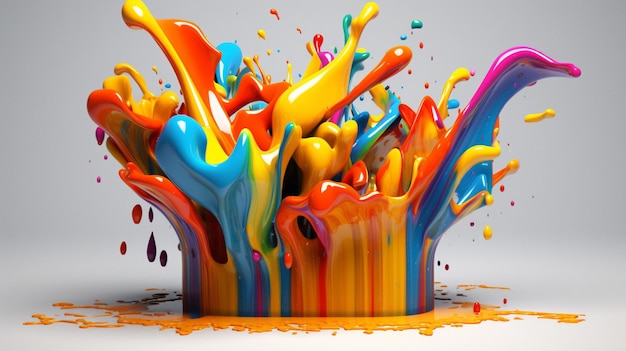 Sztuka abstrakcyjna z kolorowym pluśnięciem 3d
