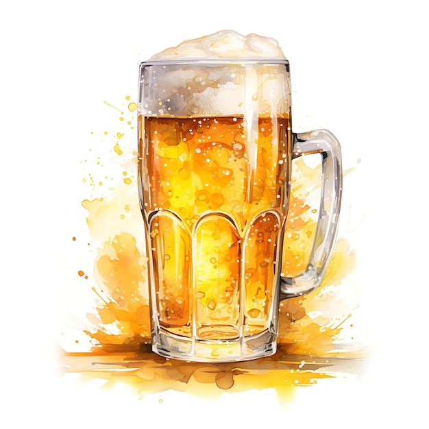 Sztuka akwarela napoju piwnego Celebracja złotych odcieni i F kreatywne pomysły koncepcyjne