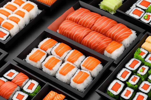 Sztuka generatywna japońskiego jedzenia Premium Sushi autorstwa AI
