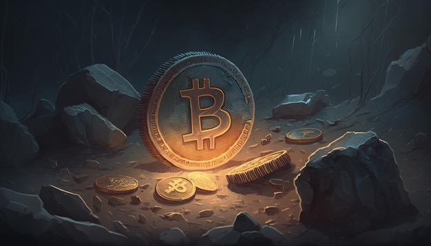 Zdjęcie sztuka komercyjna kryptowaluty bitcoin koncepcja fantasy malarstwo ilustracyjne generatywna sztuczna inteligencja