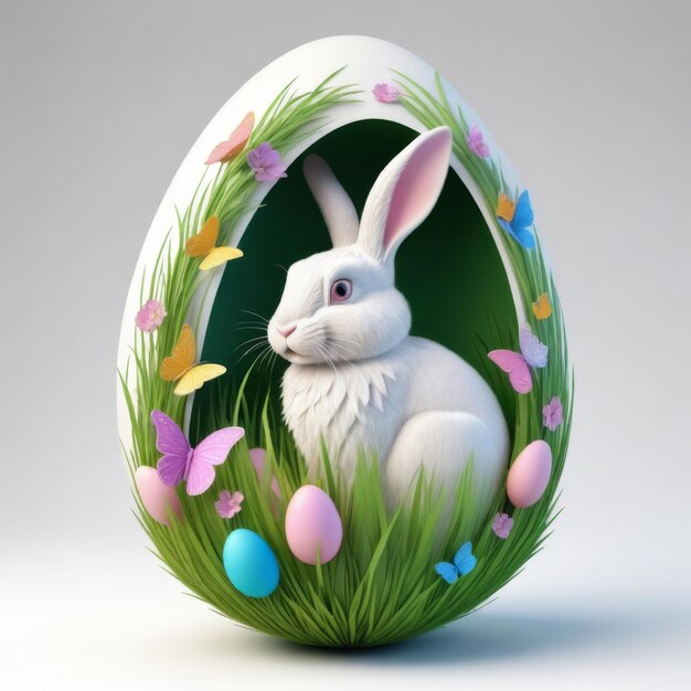 Zdjęcie sztuka królika na jajku wielkanocnym