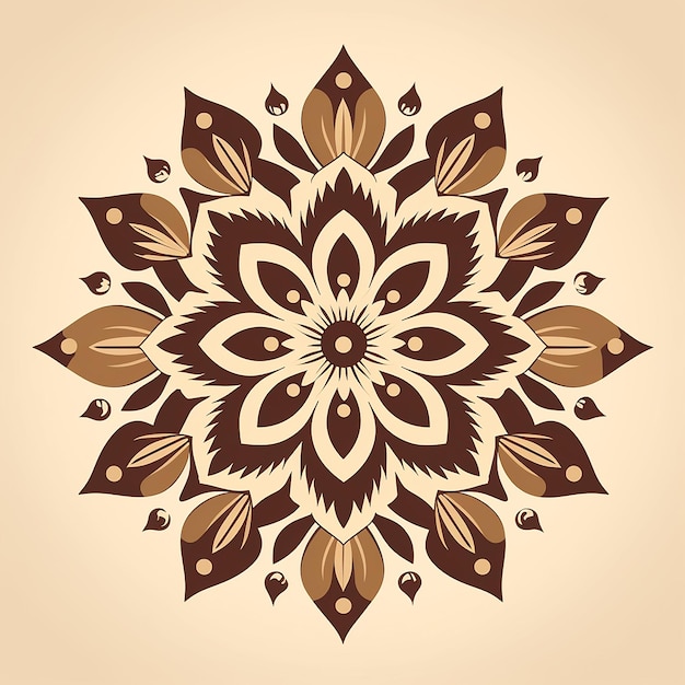 Sztuka mandali Piękny kwiat mandali w kolorze brązowym na beżowym tle