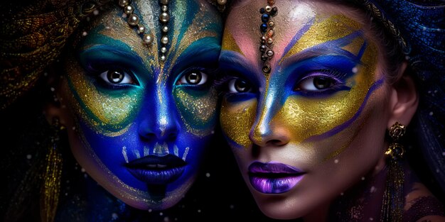 Sztuka mody Portret kobiety przeznaczone do walki radioelektronicznej Piękno fantasy w błyszczącej skórze farby Generative AI