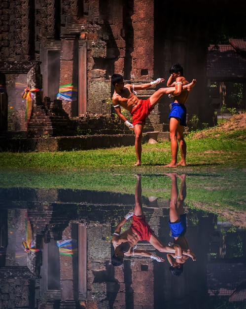 Zdjęcie sztuki walki muay thai. tajski boks.