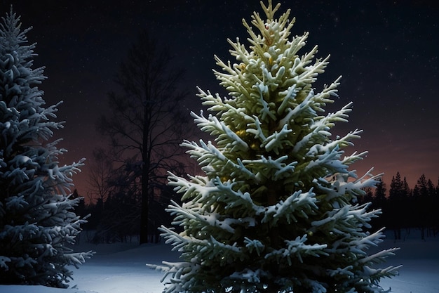 Szum zimowych nocnych drzew bożonarodzeniowych