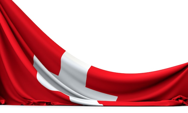 Szwajcaria flaga narodowa wisząca tkanina baner Rendering 3D