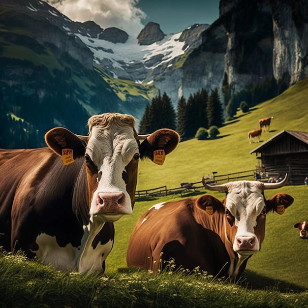 Szwajcarskie pastwiska w pobliżu Grunewaldu Wypasane przez AI krów