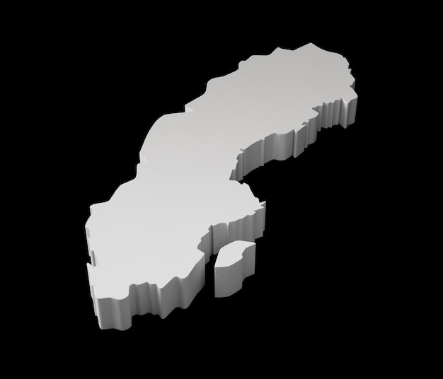 Szwecja Mapa 3d Geografia Kartografia I Topologia Czarna Powierzchnia Ilustracja 3d