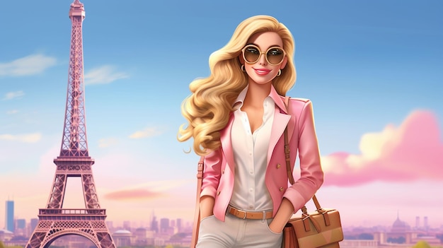 Szykowna Barbie podróżująca po świecie Poznaj kultowe zabytki Wieży Eiffla