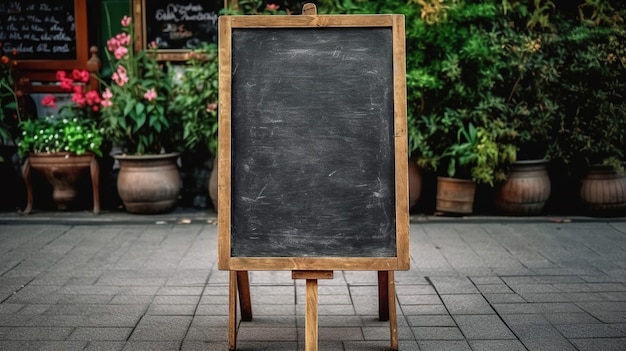 Szyld Na Ulicy Pusty Stojak Na Tablicę Menu Chodnik Restauracji Tablica Z Napisami Tablica Z Napisami Wolnostojąca Generatywna Ai