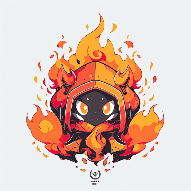 Zdjęcie t-shirt design fire character cool 8k ultrahd szczegóły wektorowe tapety białe tło