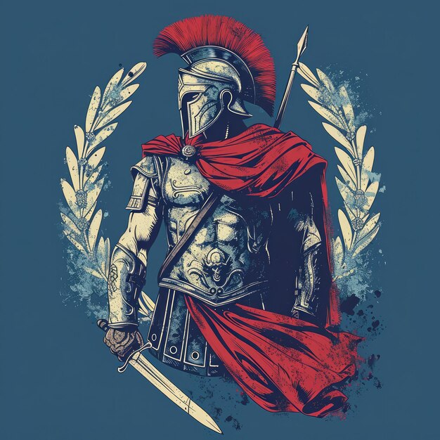 Zdjęcie t-shirt design gladiator dobry projekt 8k ultrahd szczegółowy wektor