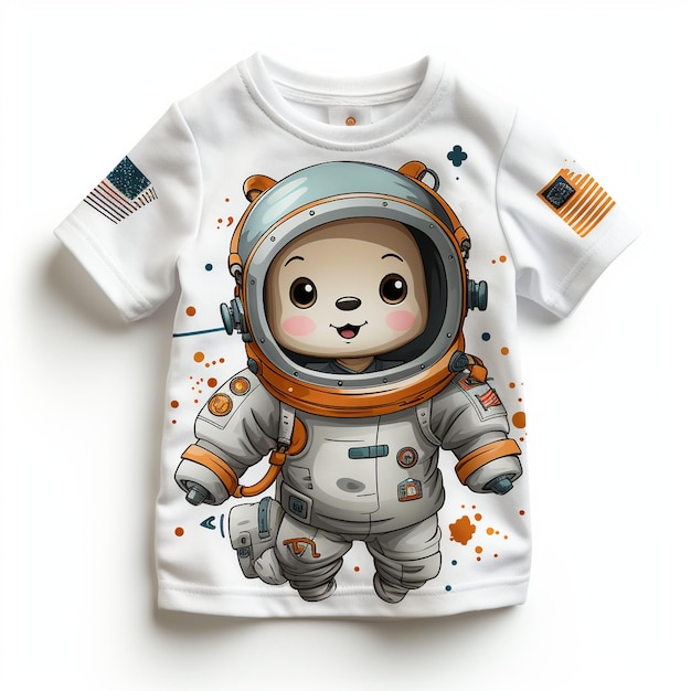Zdjęcie t-shirt z projektem astronauty na białym tle