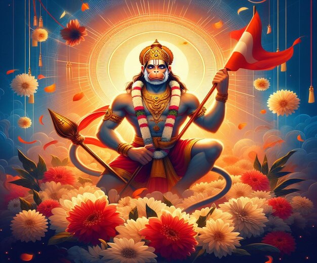 Ta ilustracja jest generowana dla hinduskiego mitologicznego wydarzenia Hanuman Jayanti