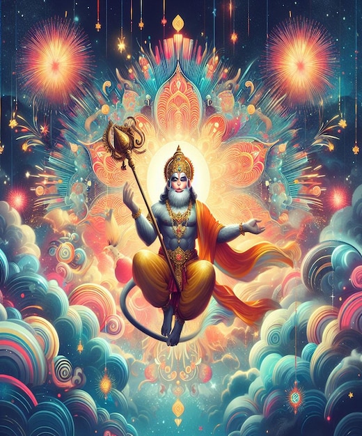 Ta ilustracja jest generowana dla hinduskiego mitologicznego wydarzenia Hanuman Jayanti
